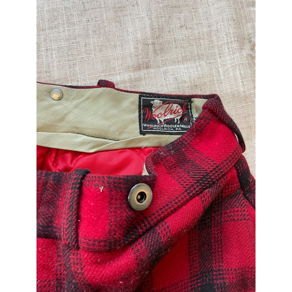 Vintage Woolrich Red Black Plaid Wool Pants Trousers Men Size 34x30‎ Workwear